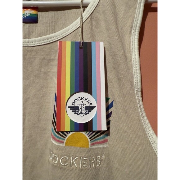 Dockers Mens Tank Top L Large Light Brown Sleeveless LGBTQ Rainbow Cotton New - Picture 5 of 12